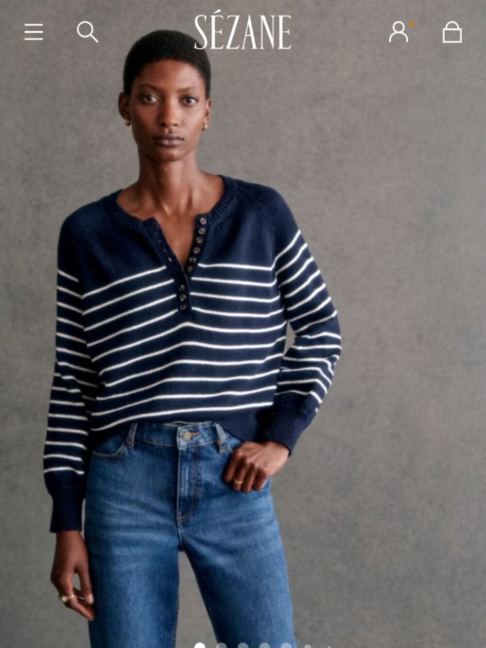 Sezane Leontine Sweater Navy Stripe L
